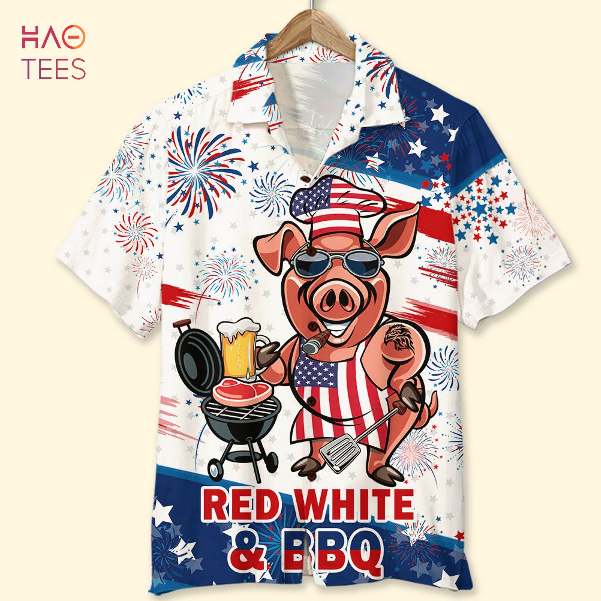 Red White And BBQ Grill Hawaiian Shirt Red White And BBQ Grill Hawaiian Shirt