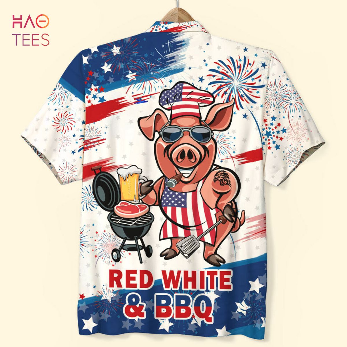 Red White And BBQ Grill Hawaiian Shirt Red White And BBQ Grill Hawaiian Shirt