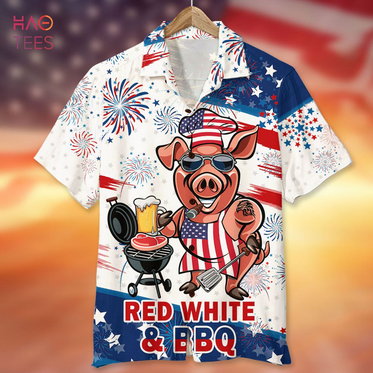 Red White And BBQ Grill Hawaiian Shirt Red White And BBQ Grill Hawaiian Shirt