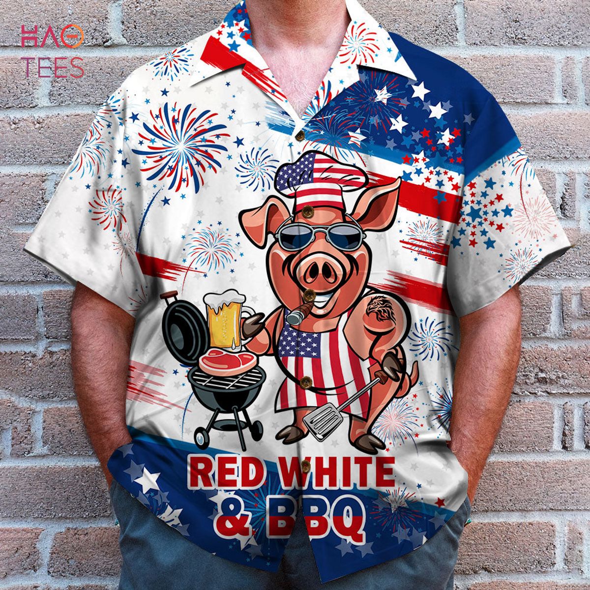 Red White And BBQ Grill Hawaiian Shirt Red White And BBQ Grill Hawaiian Shirt