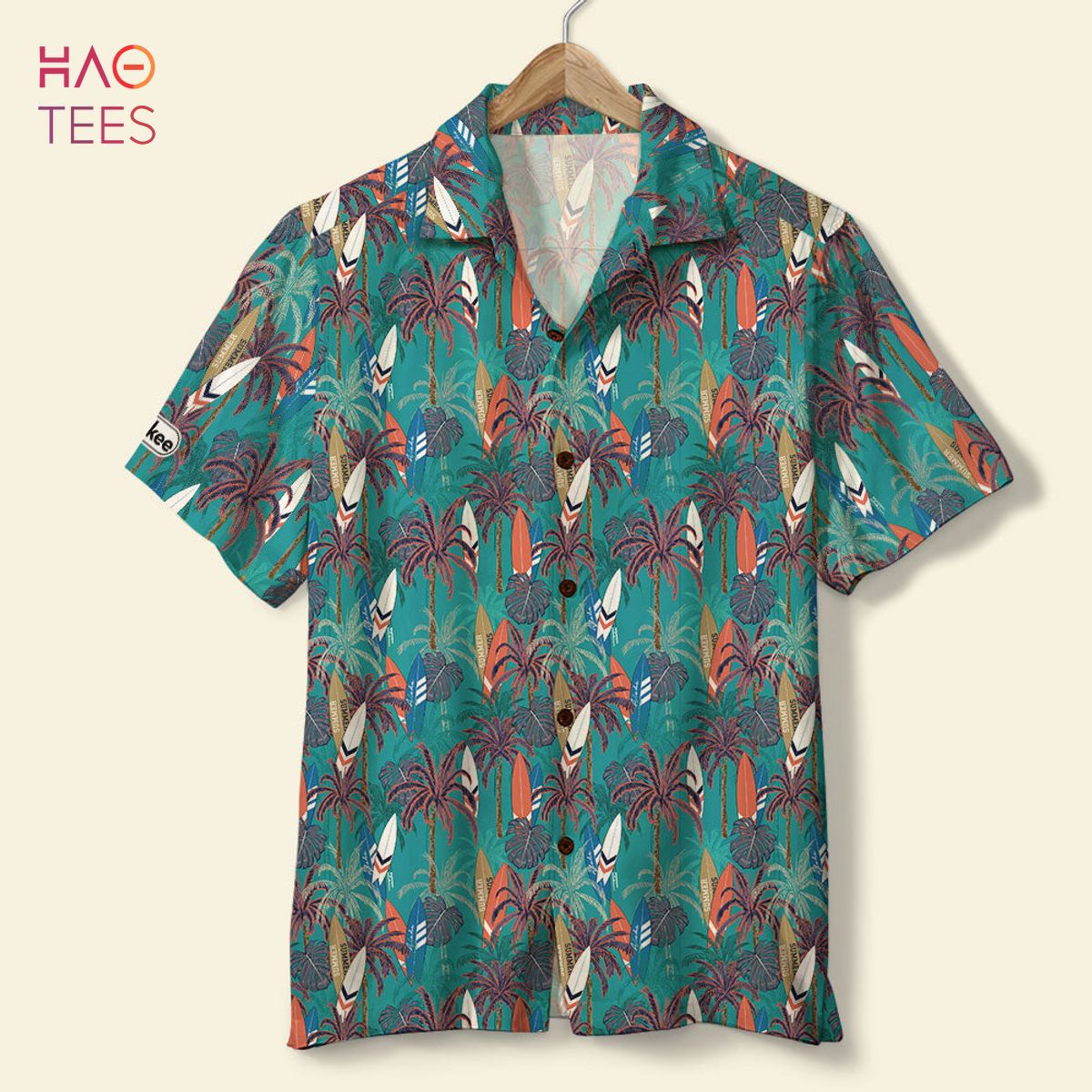 Surfing Hawaiian Shirt - Custom Palm Trees Background Surfing Hawaiian Shirt - Custom Palm Trees Background
