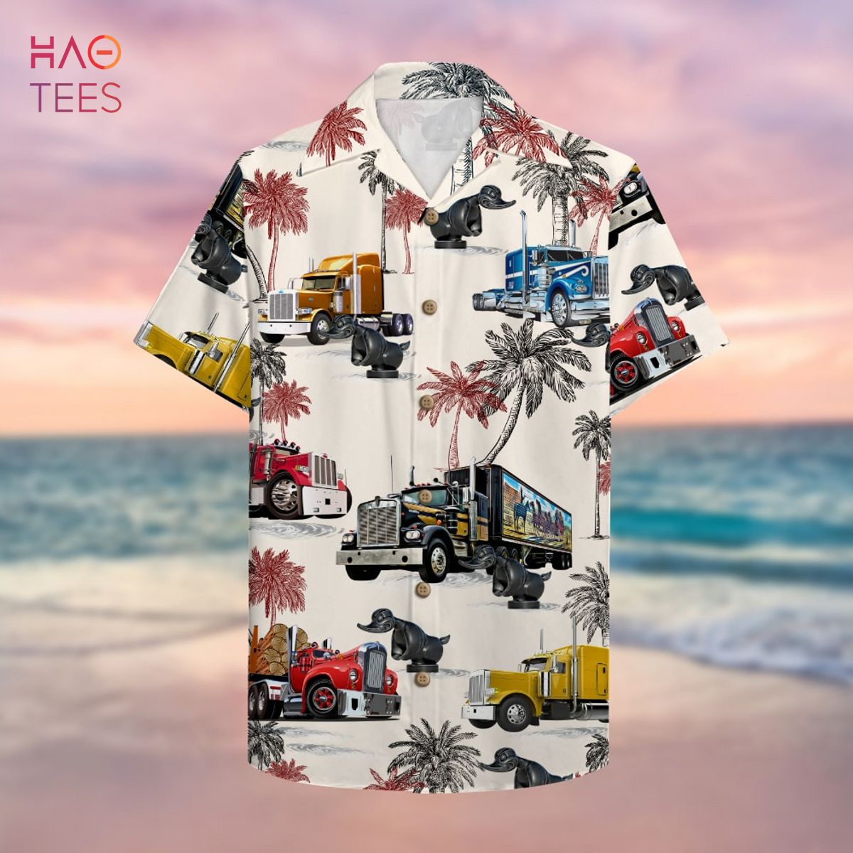 Truck With Duck Pattern Hawaiian Shirt, Aloha Shirt