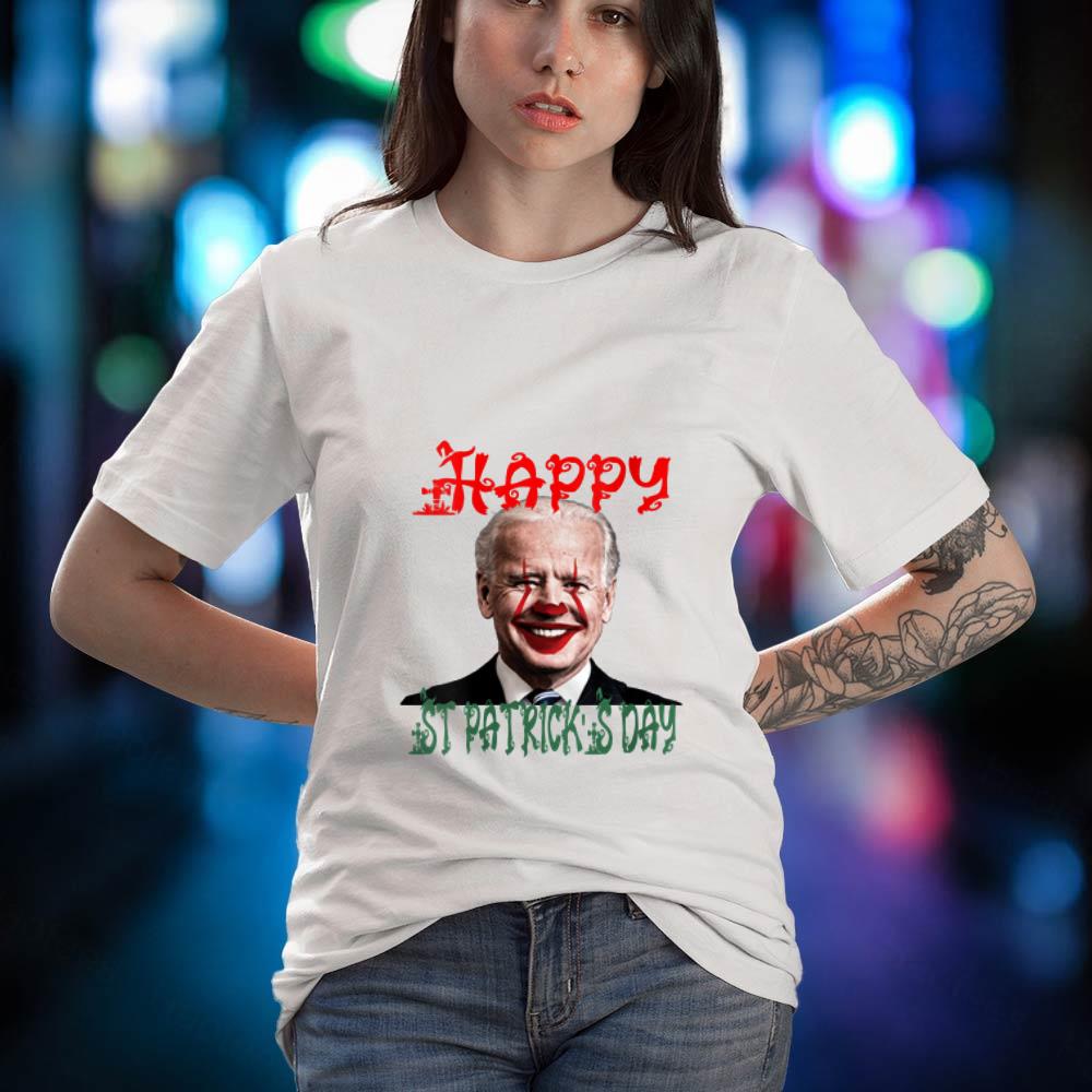 Womens Funny Clown Joe Biden Happy St Patrick's Day For Halloween Shirt Womens Funny Clown Joe Biden Happy St Patrick's Day For Halloween Shirt