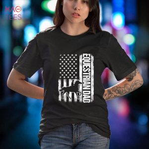 Mens American Flag Equestrian Dad 4th Of July Equestrian Lover Shirt