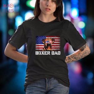 Mens Patriotic Boxer Dad American Flag 4th Of July Shirt