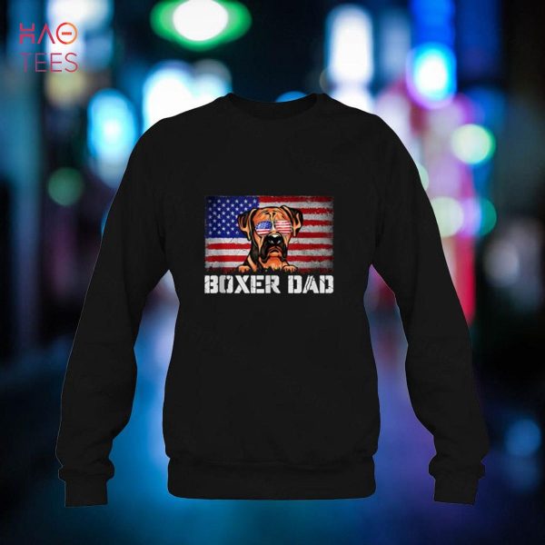 Mens Patriotic Boxer Dad American Flag 4th Of July Shirt