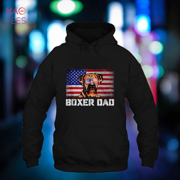 Mens Patriotic Boxer Dad American Flag 4th Of July Shirt