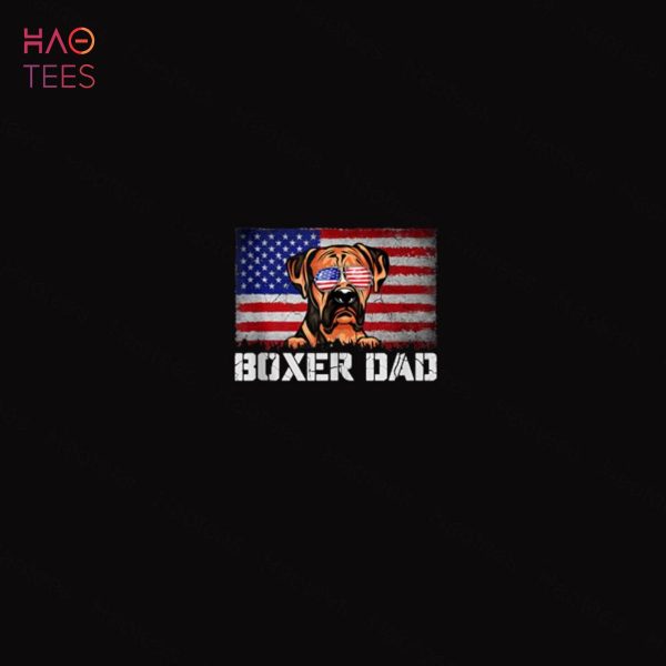 Mens Patriotic Boxer Dad American Flag 4th Of July Shirt
