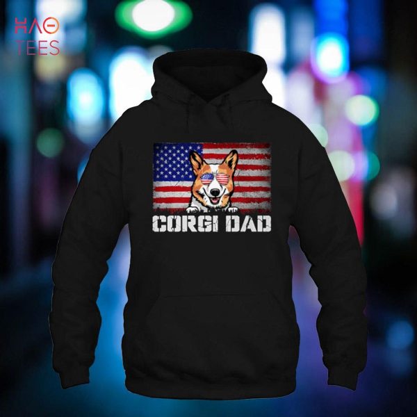 Mens Patriotic Corgi Dad American Flag 4th Of July Shirt