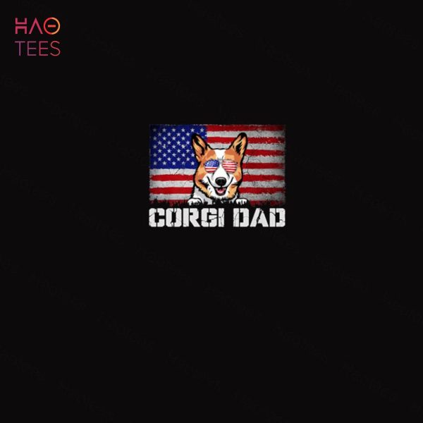 Mens Patriotic Corgi Dad American Flag 4th Of July Shirt