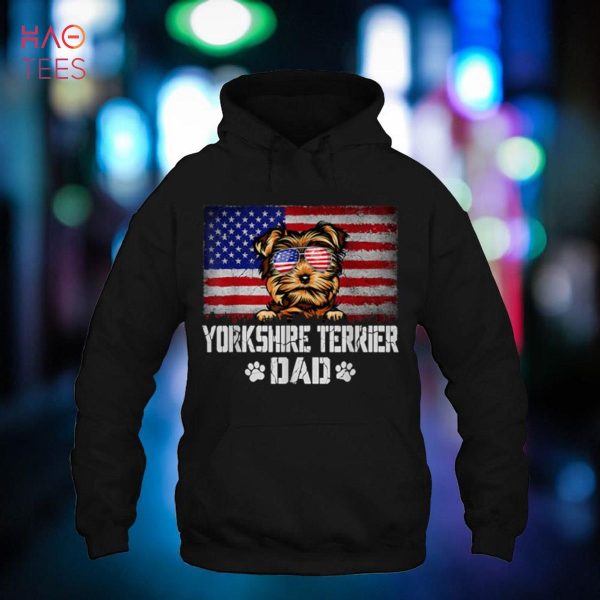 Mens Patriotic Yorkshire Terrier Dad American Flag 4th Of July Shirt
