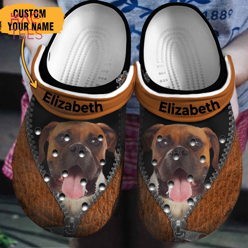 Boxer Brown Zipper Clogs Shoes, Boxer Gift