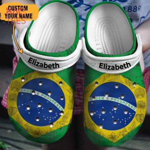 Brazil Flag Personalized Clogs Shoes With Your Name