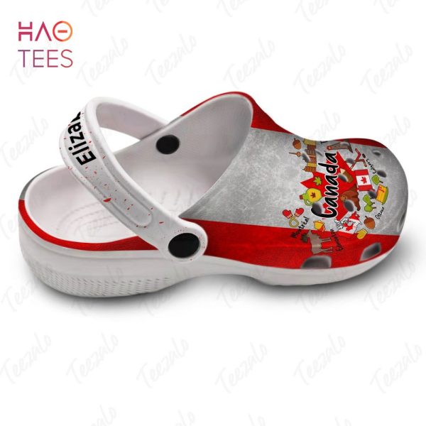 Canada Flag Heart With Symbols Custom Your Name Clogs Shoes