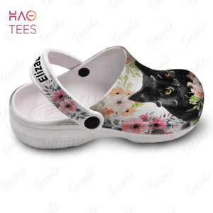 Cat Personalized Clogs Shoes For Women With Flower Pattern