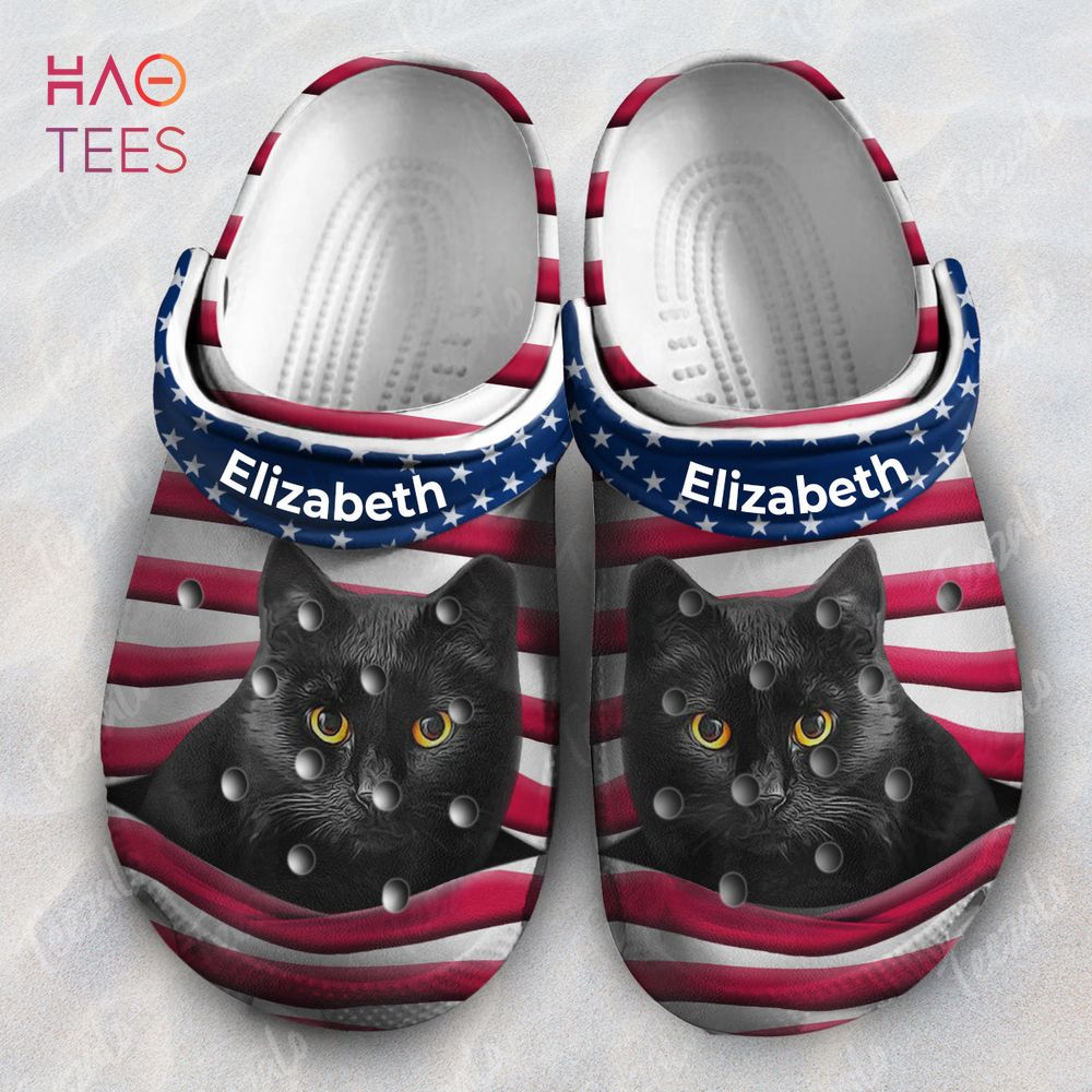 Cat Personalized Clogs Shoes With America Flag