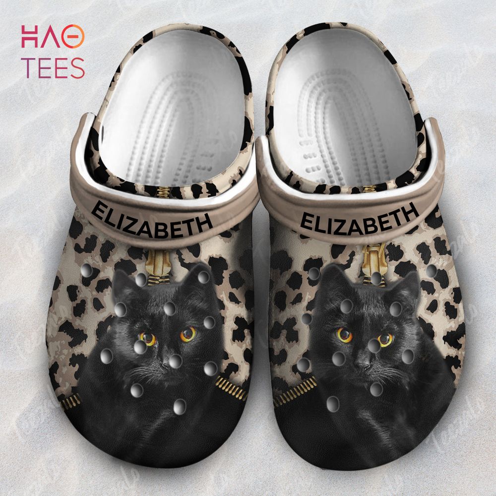 Cat Personalized Clogs Shoes With Zipper Leopard