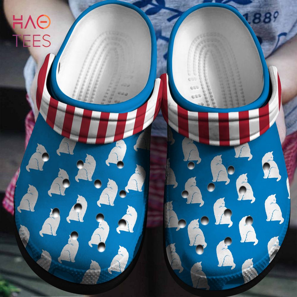 Cat With American Flag Clogs Shoes