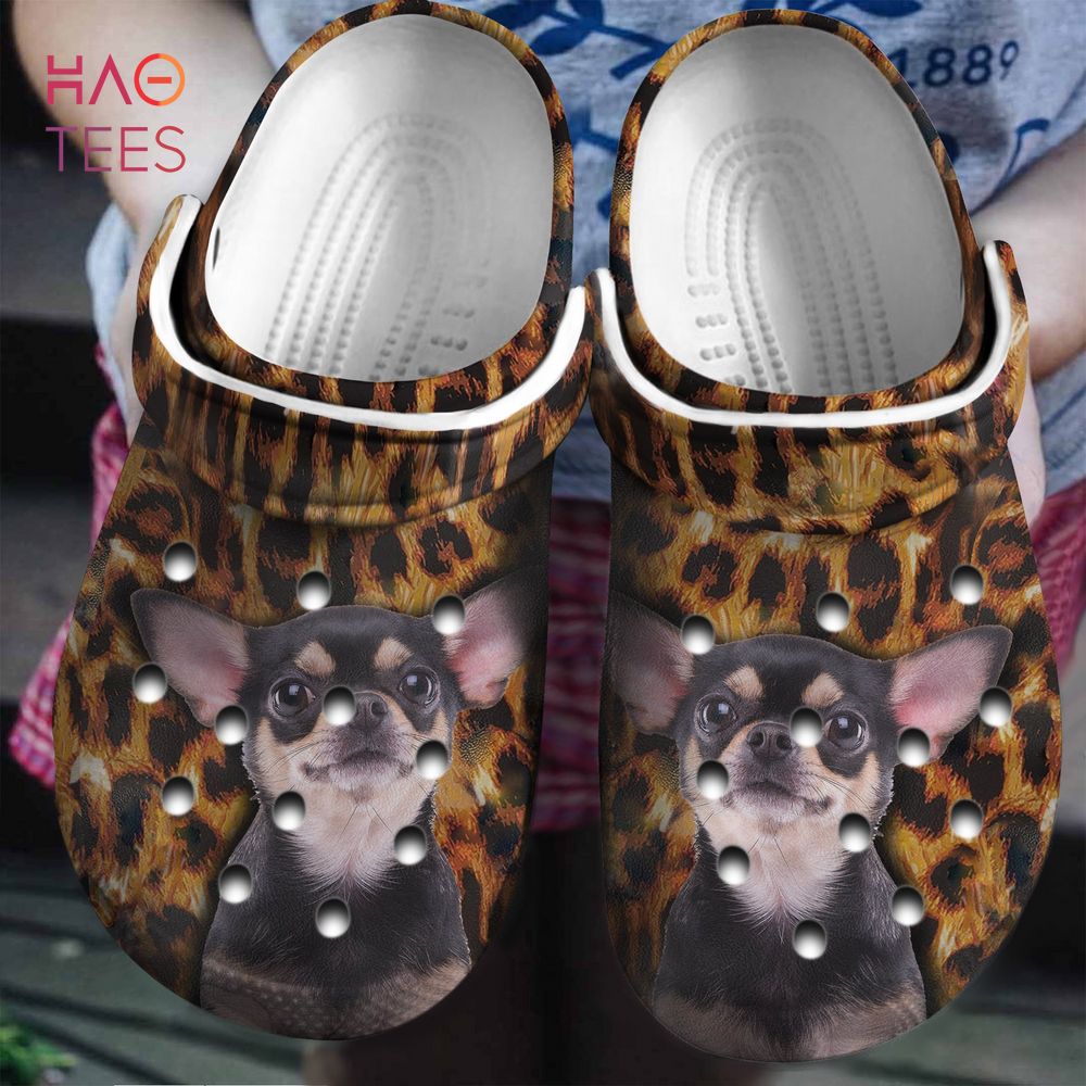 Chihuahua Clogs Shoes With Leopard Background