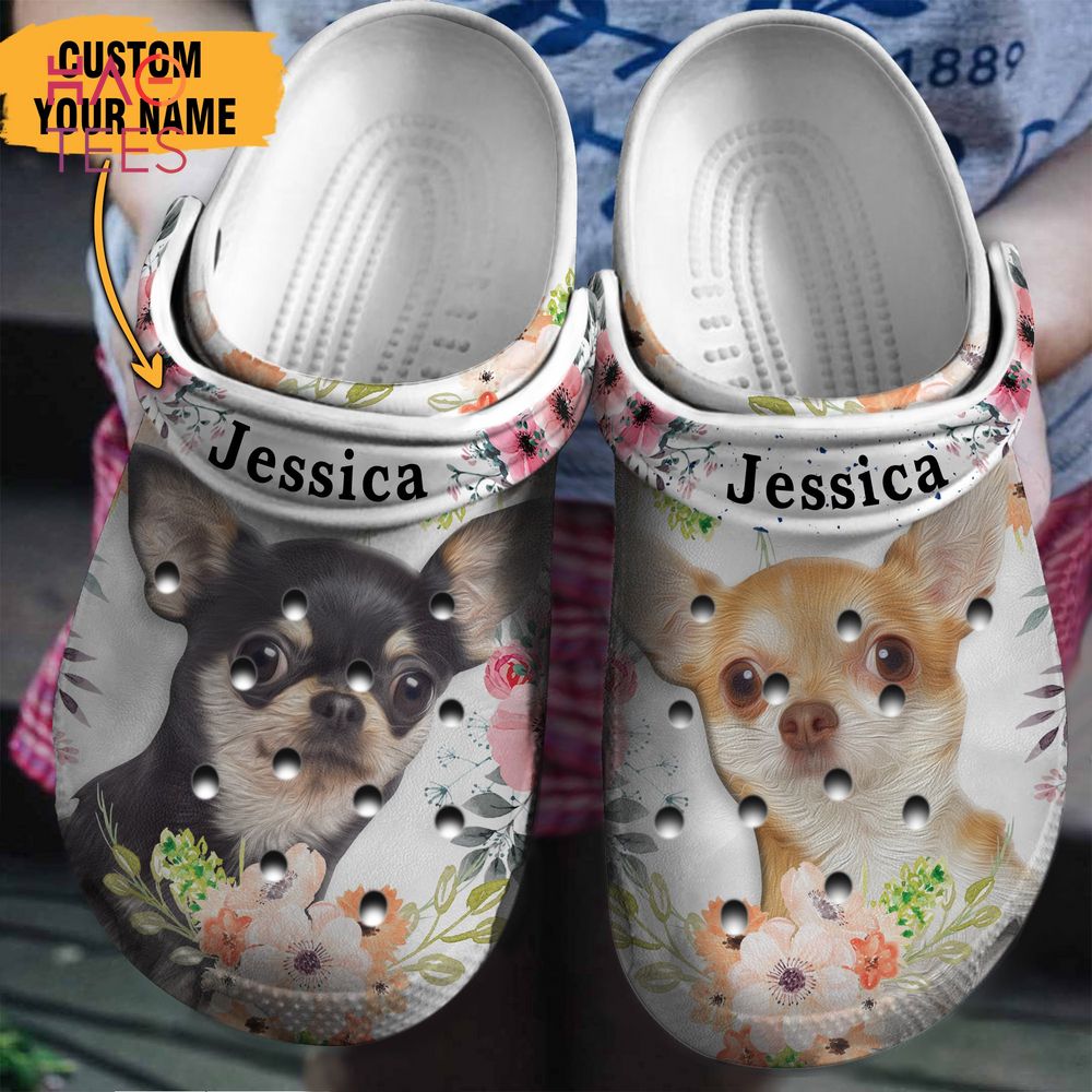Chihuahua Flower Personalized Clogs Shoes With Your Name