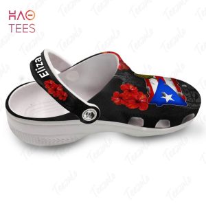 Coqui On The Puerto Rico Flag Map Personalized Clogs Shoes With Your Name