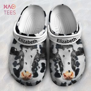 Cow Head Personalized Clogs Shoes With Your Name, Cow Clogs Shoes