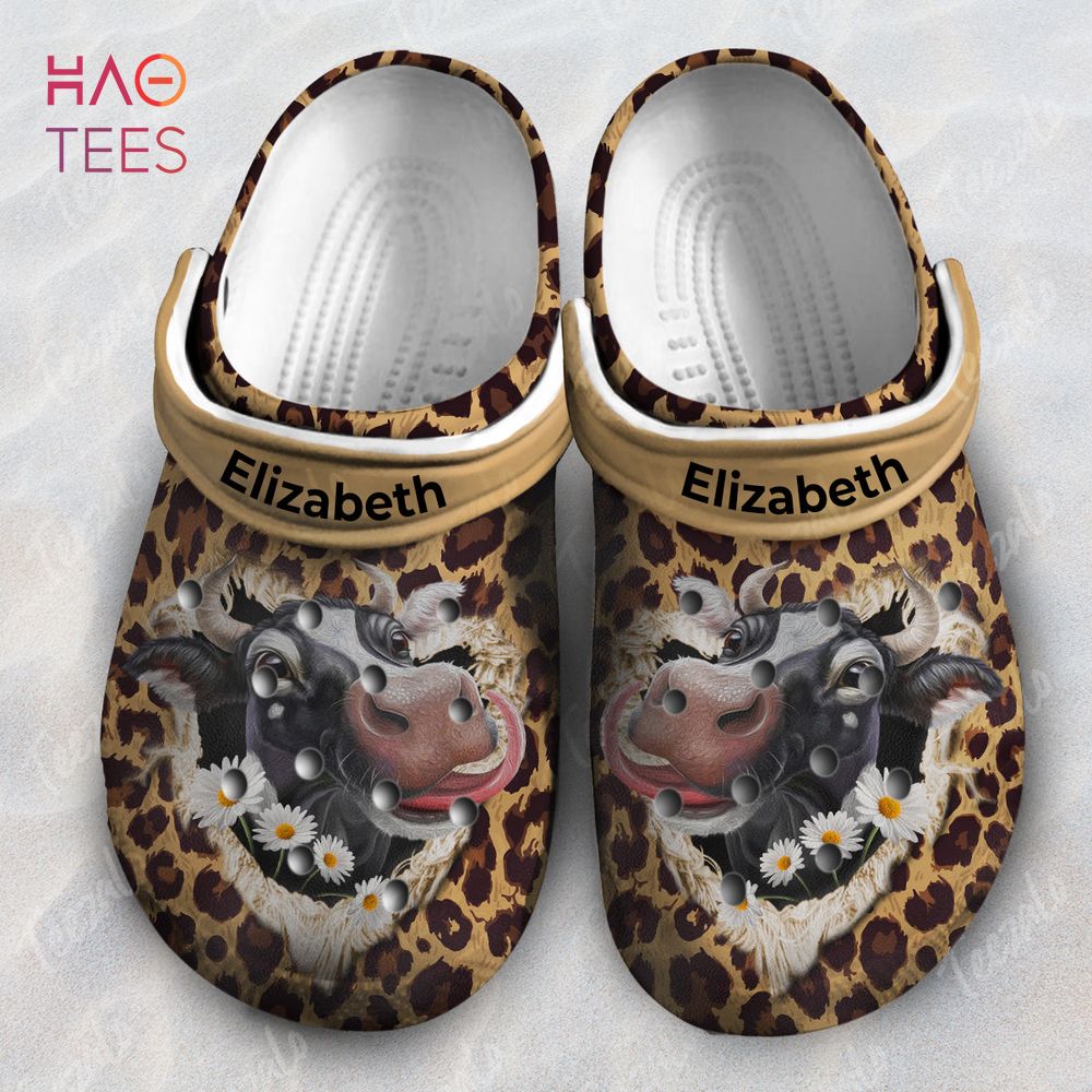 Cow Hole Leopard Personalized Clogs Shoes With Your Name Cow Hole Leopard Personalized Clogs Shoes With Your Name
