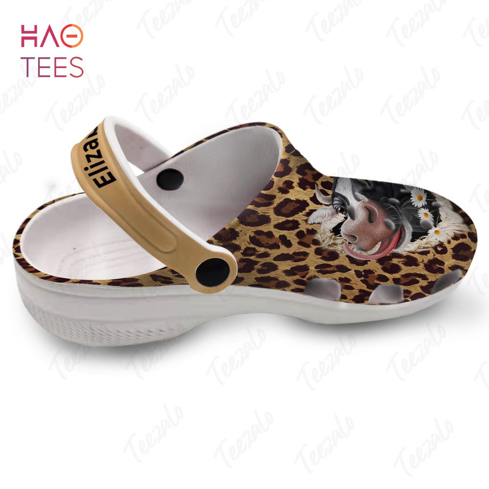 Cow Hole Leopard Personalized Clogs Shoes With Your Name Cow Hole Leopard Personalized Clogs Shoes With Your Name
