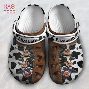 Cow Leather Pattern Personalized Clogs Shoes With Your Name