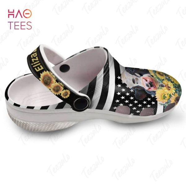 Cow With Sunflower Personalized Clogs Shoes