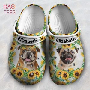 Dog And Flower Personalized Clogs Shoes With Your Name, Gift For Dog Lovers