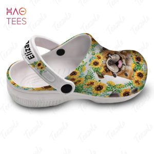 Dog And Flower Personalized Clogs Shoes With Your Name, Gift For Dog Lovers