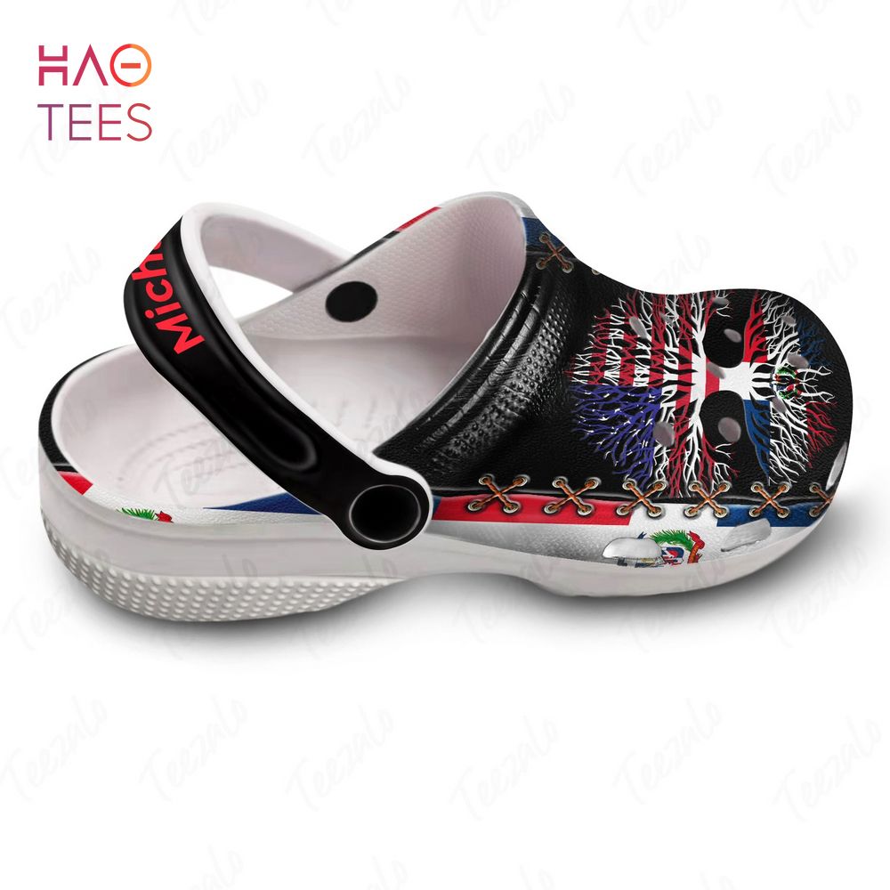 Dominican Roots Gift Dominican American Flag Clogs Shoes