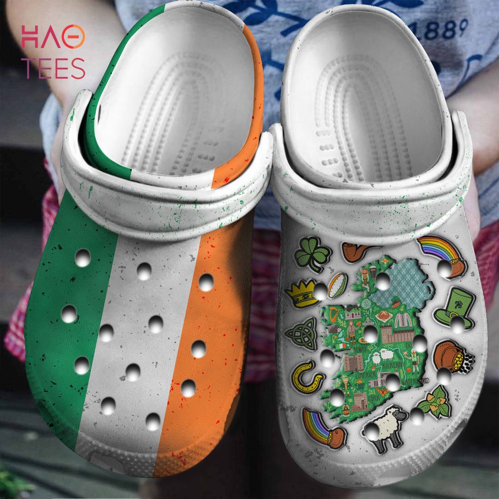 Half Irish Flag Half Irish Symbols Clogs Shoes