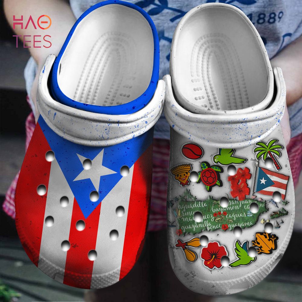 Half Puerto Rican Flag Half Puerto Rican Symbols Clogs Shoes