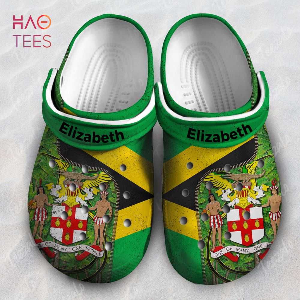 Jamaica Flag Palm Tree Coat of Arms Personalized Clogs Shoes