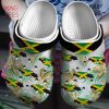 Jamaica Map And Flower Clogs Shoes, Gift For Jamaica Lovers Clogs Shoes