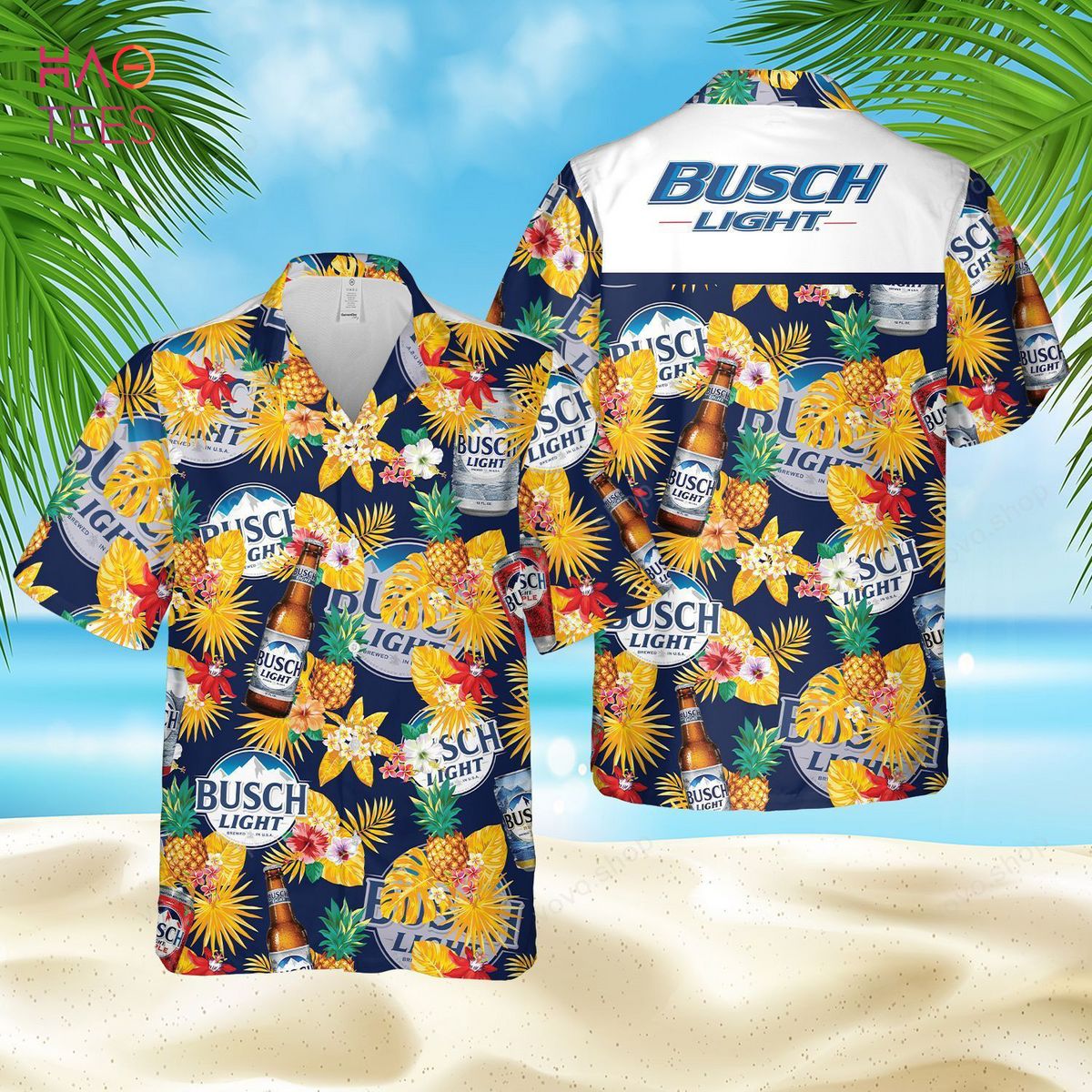 Busch Light Beer Floral Hawaiian Shirt