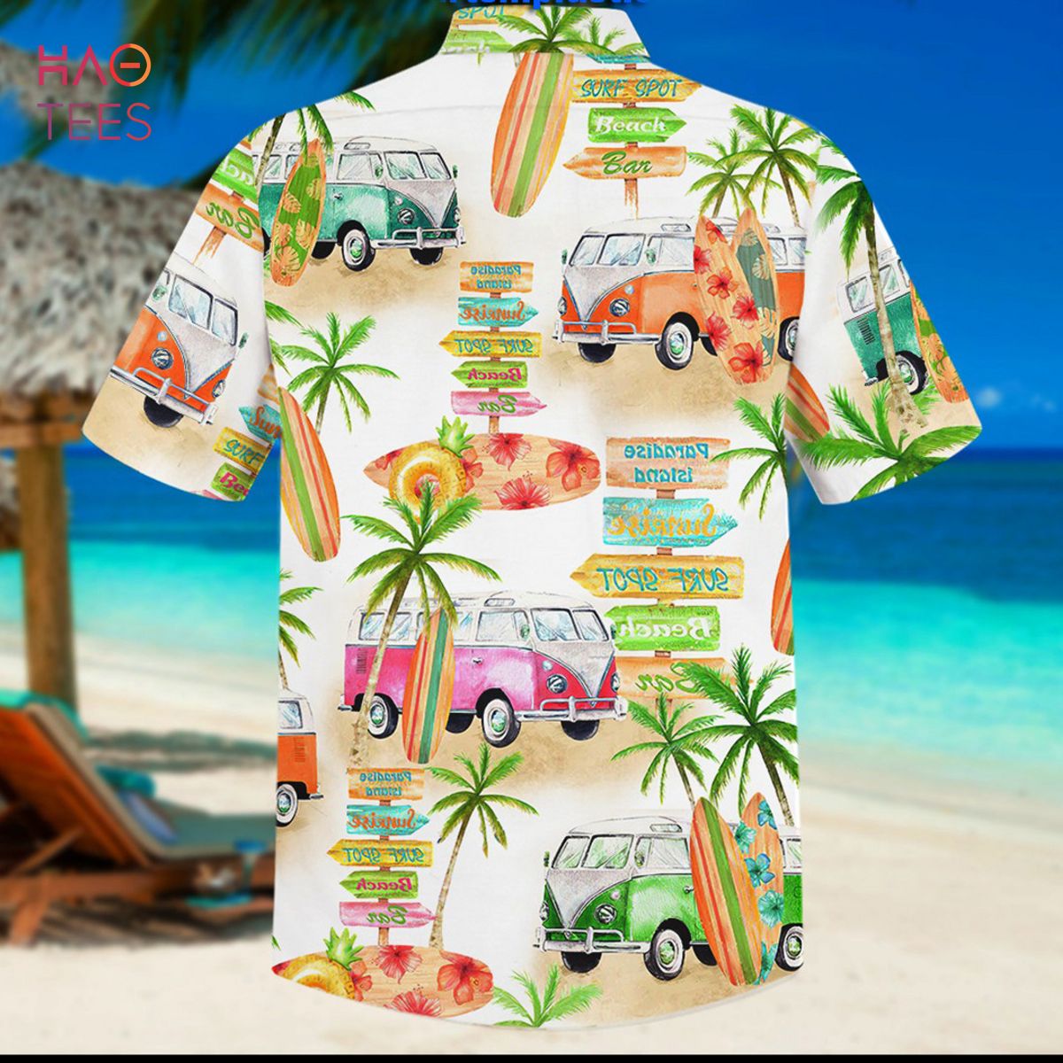 Camper Van and Beach Hawaiian Shirt