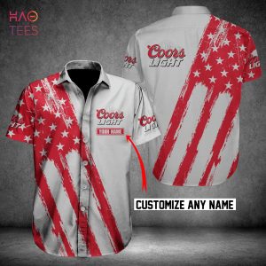 Coors Light American Flag Custom Name Hawaiian Shirt