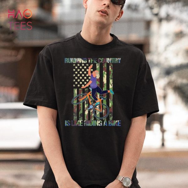 Biden Falling With Biden Funny Ridin With Biden Camo US Flag Shirt