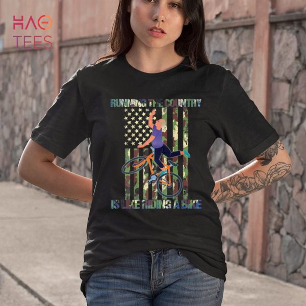 Biden Falling With Biden Funny Ridin With Biden Camo US Flag Shirt