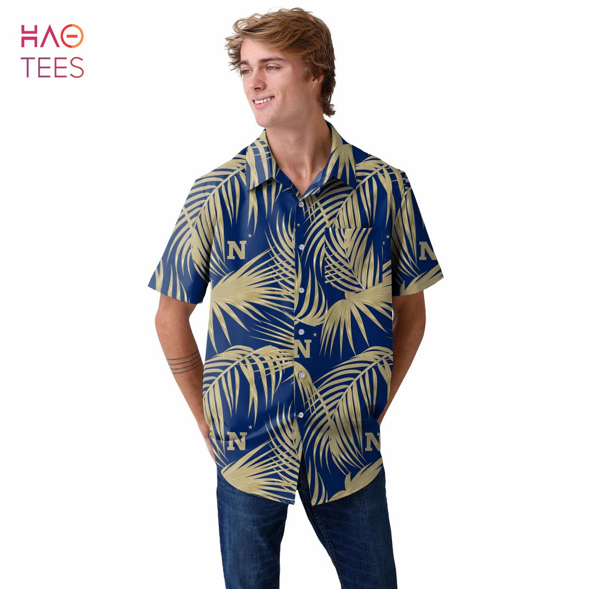 Navy Midshipmen NCAA Mens Hawaiian 3D Shirt Navy Midshipmen NCAA Mens Hawaiian 3D Shirt