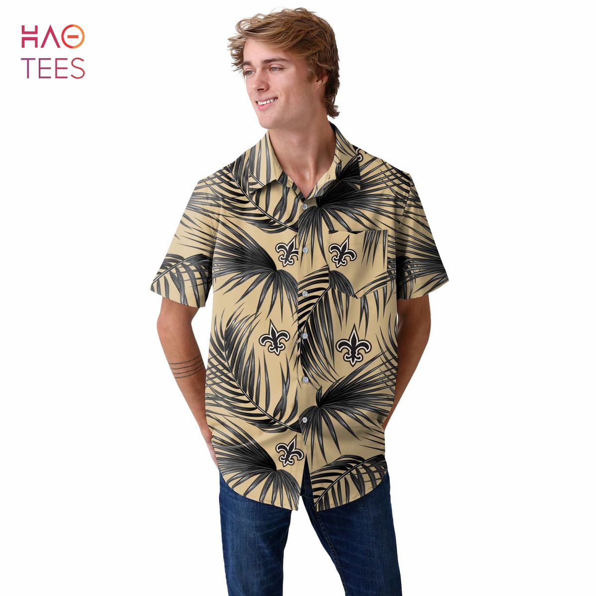 New Orleans Saints NFL Mens Hawaiian 3D Shirt New Orleans Saints NFL Mens Hawaiian 3D Shirt