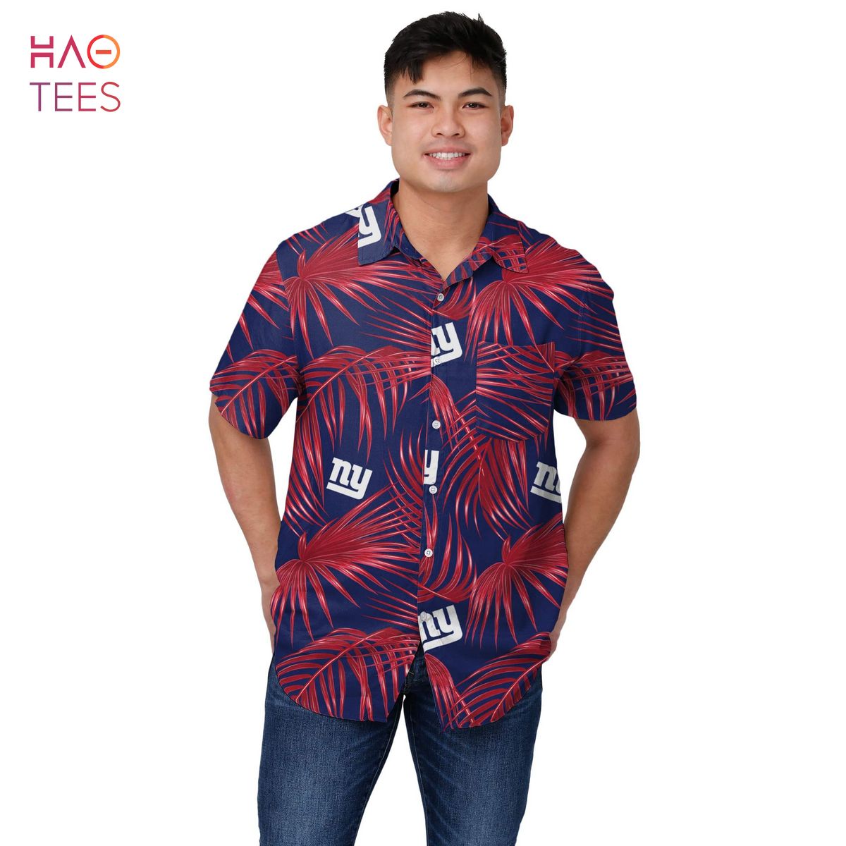 New York Giants NFL Mens Hawaiian 3D Shirt New York Giants NFL Mens Hawaiian 3D Shirt