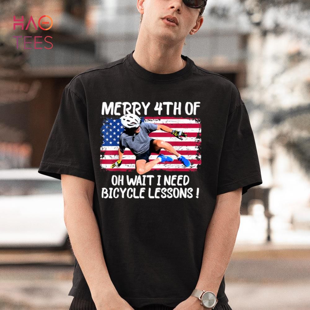 Funny Merry 4th Of July Biden Bike Bicycle Falls Off US Flag Shirt