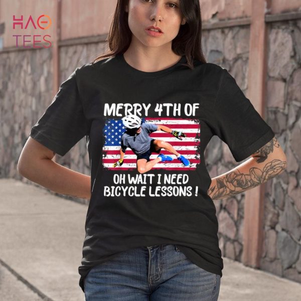 Funny Merry 4th Of July Biden Bike Bicycle Falls Off US Flag Shirt