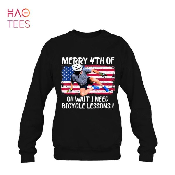 Funny Merry 4th Of July Biden Bike Bicycle Falls Off US Flag Shirt