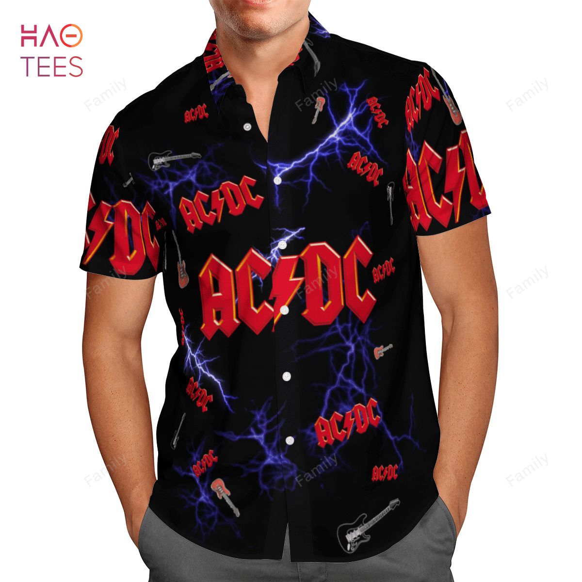AC DC Lightning AOP Hawaiian Shirt AC DC Lightning AOP Hawaiian Shirt