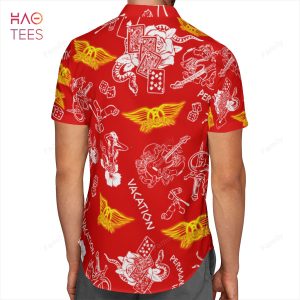 Aerosmith Red Fashion Hawaiian Shirt & Beach Shorts